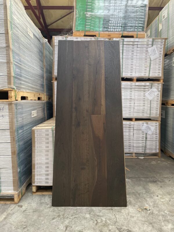 Semi-Engineered Dark Oak Parquet Deep Brushed Black T&G - 12MM/2MM