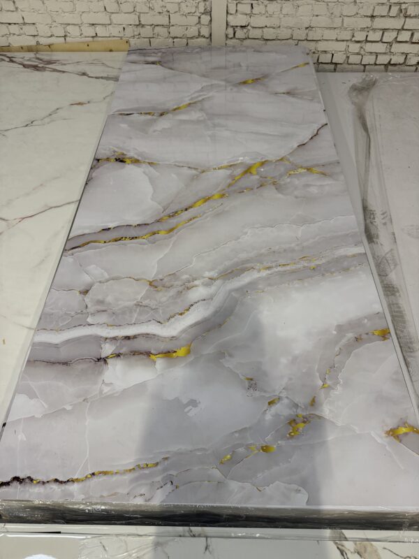 Plastic PVC Wall Panel Gloss Yellow/White (7100) 2800MM x 1220MM - 3MM